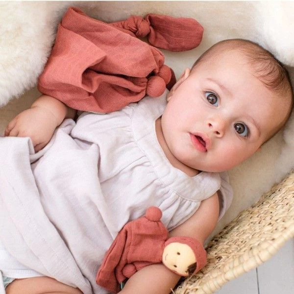 Petit Poupon Mousseline Coton Bio Mini Mix Uni 17cm Turbulette Hoppa®- Doudou Bio – Image 3