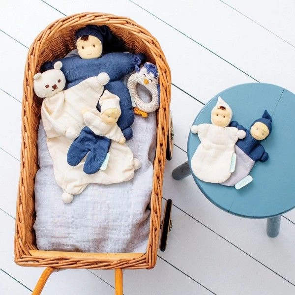 Petit Poupon Mousseline Coton Bio Mini Mix Uni 17cm Turbulette Hoppa®- Doudou Bio – Image 4