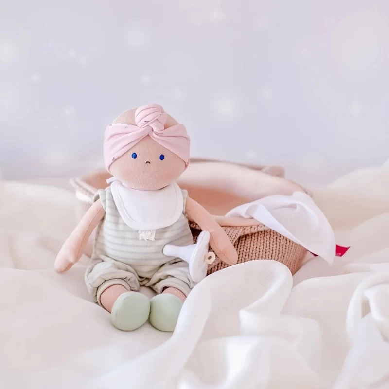 Poupée Bébé En Tissus Carry 25cm Set Couffin Tricoté Bonikka - Poupons – Image 4