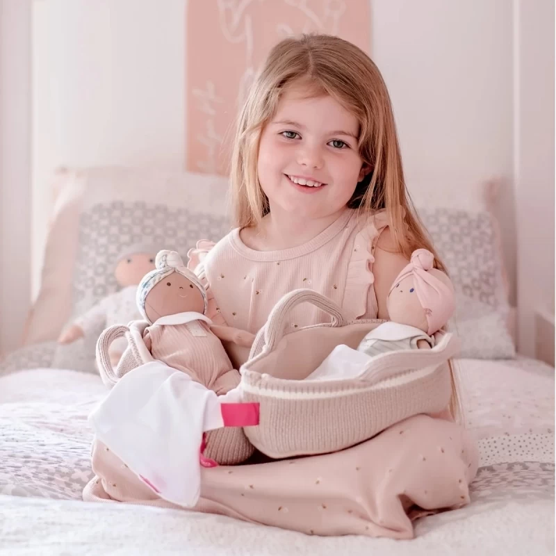 Poupée Bébé En Tissus Carry 25cm Set Couffin Tricoté Bonikka - Poupons – Image 5