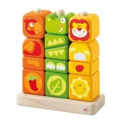 Puzzle De Cubes à Empiler Animaux D'AfriqueSevi 1831-Cubes En Bois