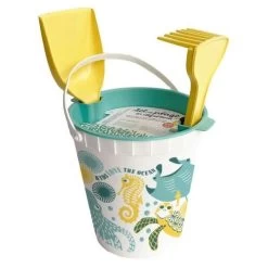 Set De Plage Seau, Râteau, Tamis, Pelle Jaune Ocean En Algoblend (Algue) Coq En Pâte® - BioPlastic
