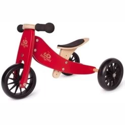 Tricycle évolutif Draisienne En Bois 2 En 1 Tiny Tot 10" Rouge Cerise Kinderfeets® - Draisienne évolutive